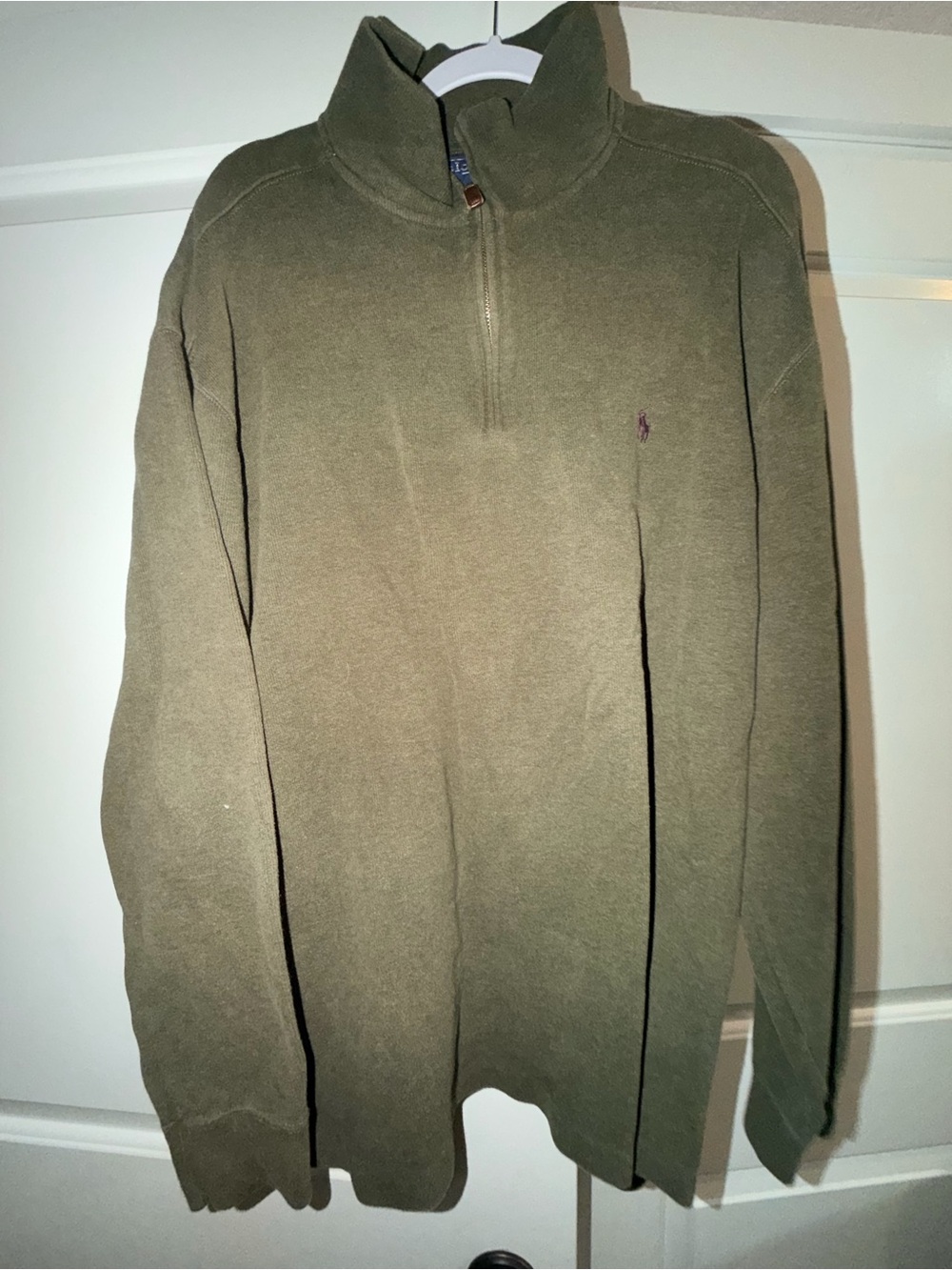 Ralph Lauren Olive Green Quarter-Zip Sweater
